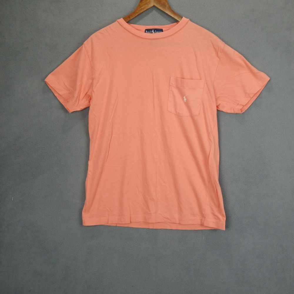 Ralph Lauren T Shirt Mens Large Salmon Cotton Crew Neck Pony Logo Short Sleeve